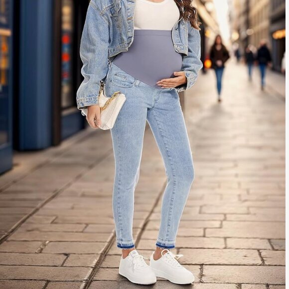 Women's Maternity Jeans Size Small Over Belly Skinny Stretchy Denim Pants Comfy - Picture 14 of 14